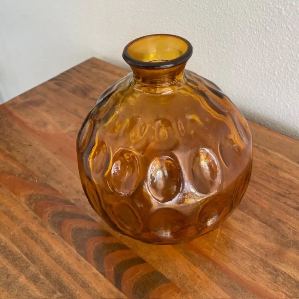 Golden Amber Glass Inverted Bubble Vase
